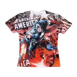 Marvel Shirt Men's Large Captain America AOP MCU Avengers Superhero Comics Y2k
